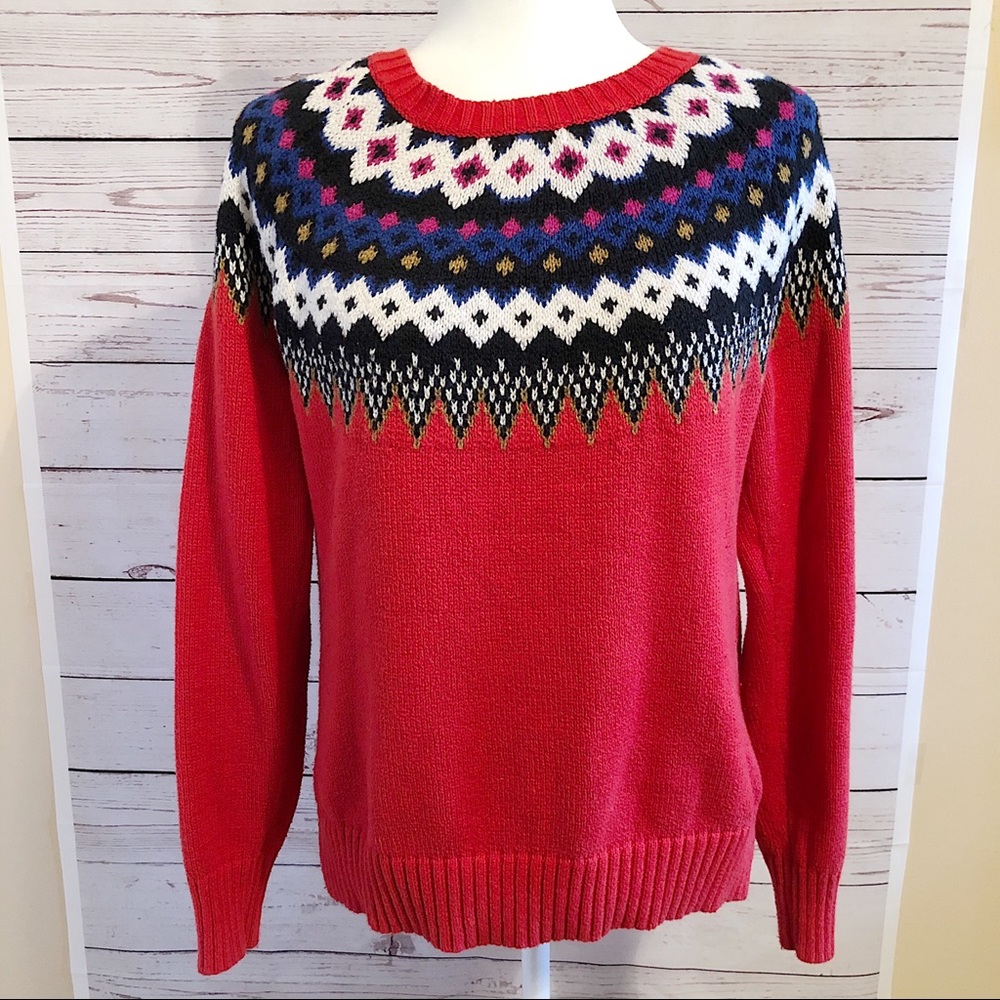 Old Navy Red Nordic Fair Aisle Sweater (L)